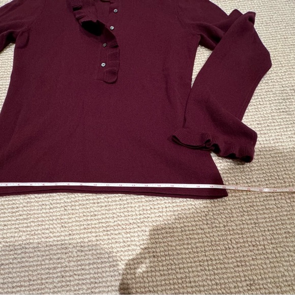 Beautiful Tory Burch cashmere sweater-ruffle neck, button front, ruffle sleeve - Picture 5 of 6